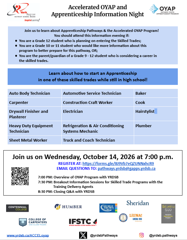 Accelerated OYAP and Apprenticeship Information Night